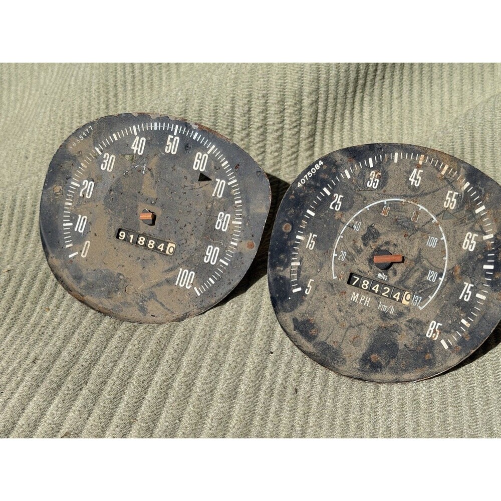 Pair Of Vintage Automotive Speedometer and Odometer Gauge Assembly